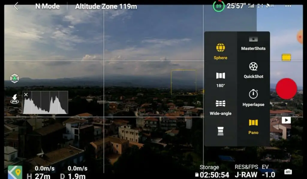 DJI Mini 3 Pro Photo menu to access Panorama mode