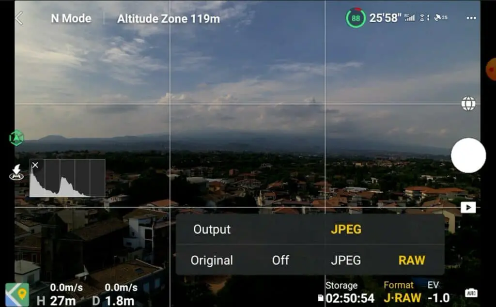Mini 3 Pro: selection of the file format for panorama