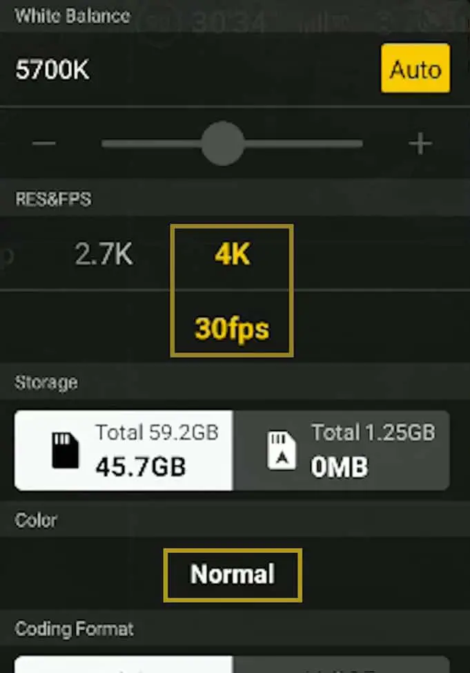 DJI Mini 3 Pro Masteshots: resolution and color mode