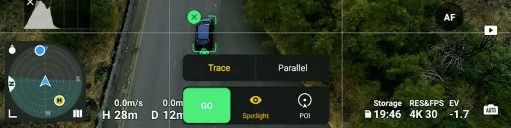 The window for Active Track mode in the Mini 3 Pro