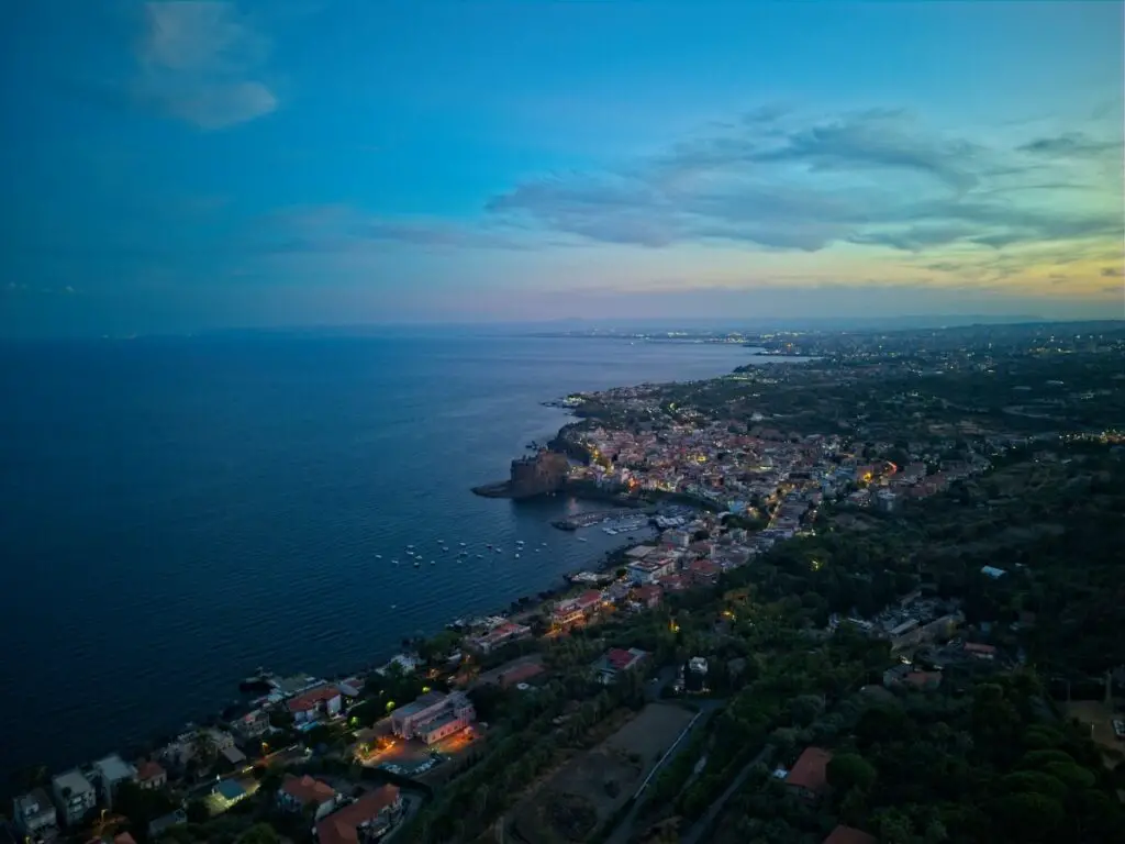 A seaside village in Sicily at sunset with the Mini 3 Pro