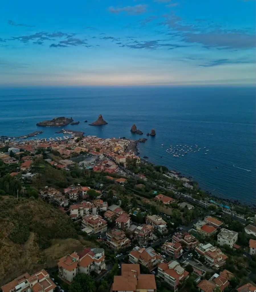 The village of Aci Trezza in Sicily. Vertical photo taken with a DJI Mini 3 Pro by Vicvideopic