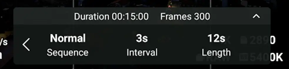 Choosing the interval and the length of a hyperlapse with the Mini 3 Pro