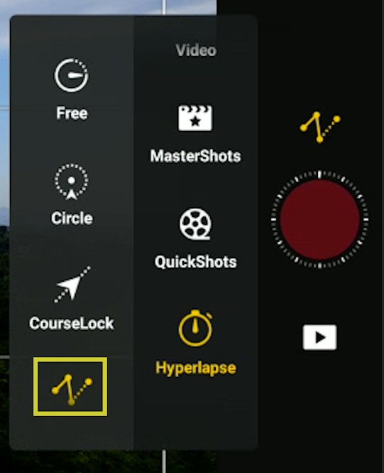 Hyperlapse menu in the Mini 3 Pro