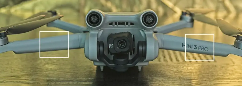 The antennas of the Mini 3 Pro are housed inside the wings