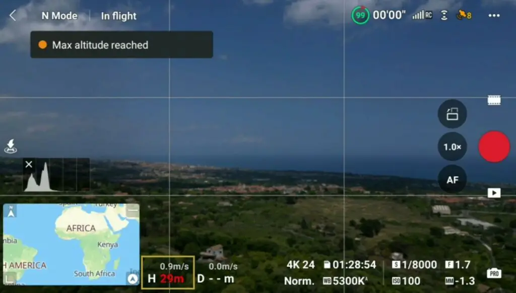 Max flight altitude is 30 meters before updating the Home Point