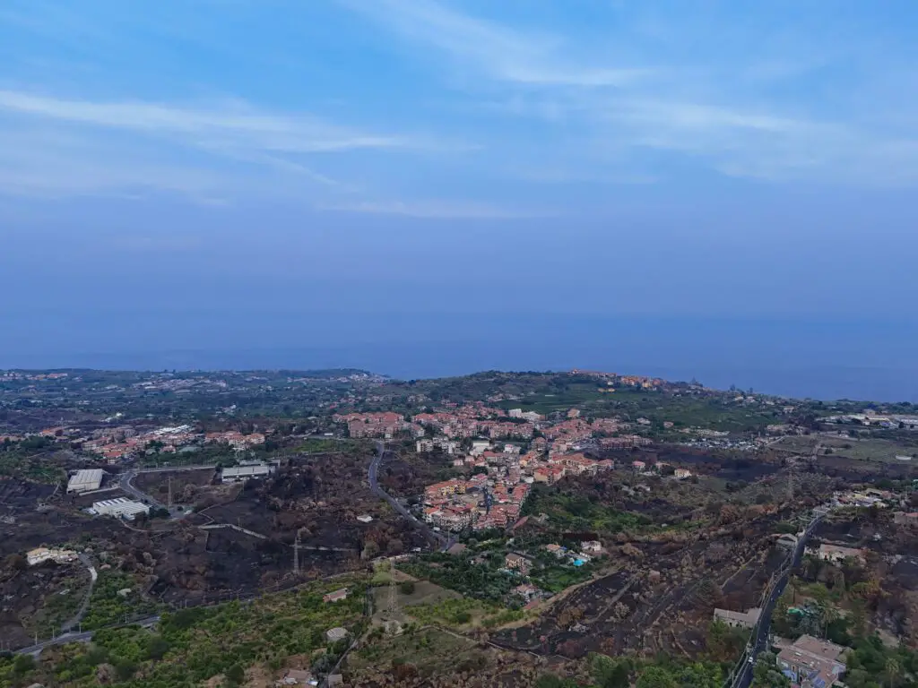 DJI Air 3 48 MP mode, wide angle lens: a small village by the sea on the East coast of Sicily