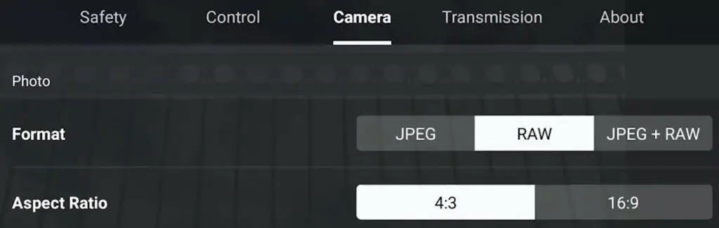 Choice of the Aspect Ratio in the DJI Air 3