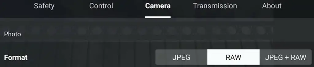 Choice of the File Format in the DJI Air 3