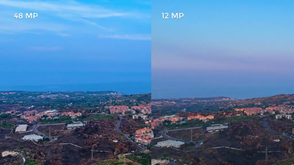 DJI Air 3, 48 MP mode vs regular 12 MP photo