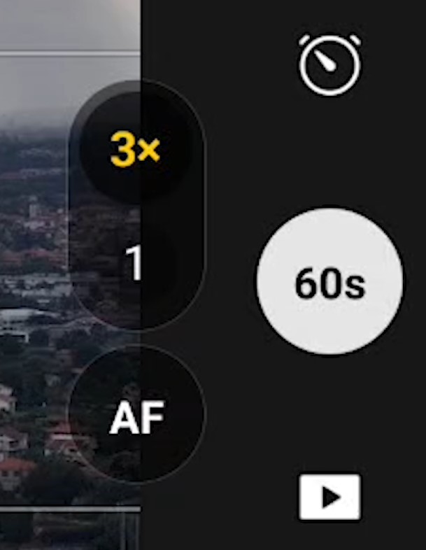 DJI Air 3, the buttons to toggle between the two lenses