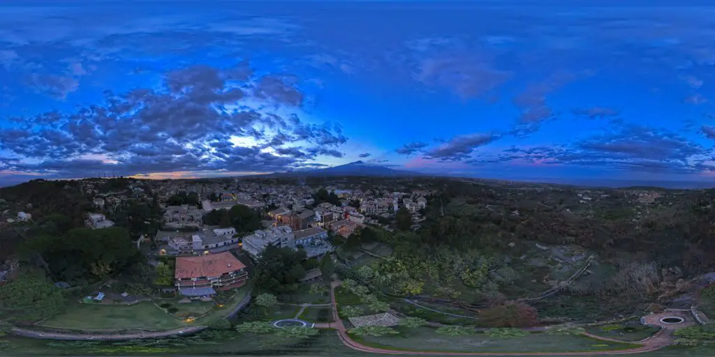 DJI Mini 4 Pro: Sphere panorama of Mount Etna after sunset