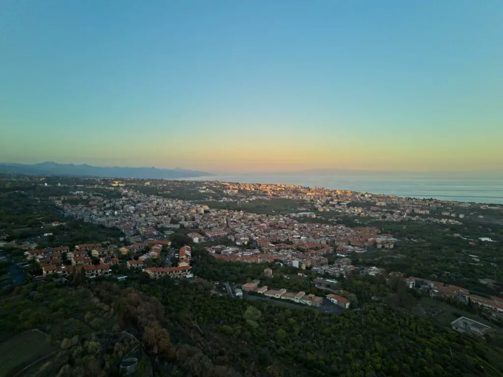 Single image: The east coast of Sicily and the Southern tip of Italy. DJI Mini 4 Pro