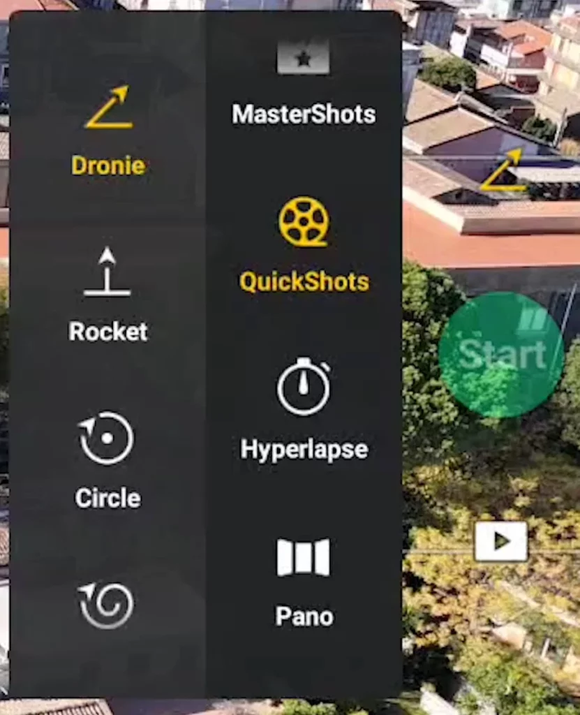 DJI Mini 4 Pro QuickShot menu