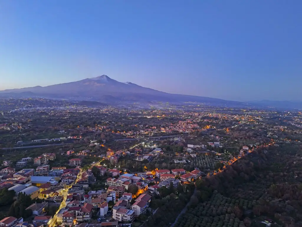 Mount Etna in Sicily after sunset. Photo taken in 12 MP JPEG format with a Mini 4 Pro by Vicvideopic