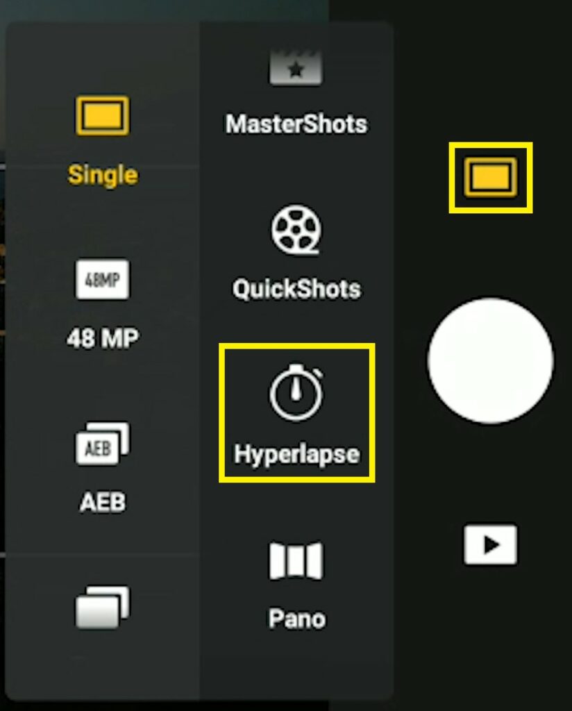 DJI Mini 3 Pro: Hyperlapse mode in the Photo/Video menu