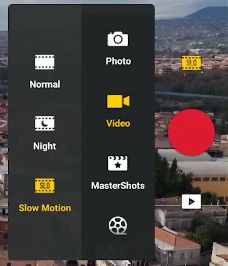 DJI Mini 4 Pro: menu for Slw Motion video mode