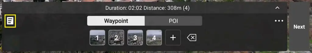 DJI Mini 4 Pro Waypoints: icon for saving a mission