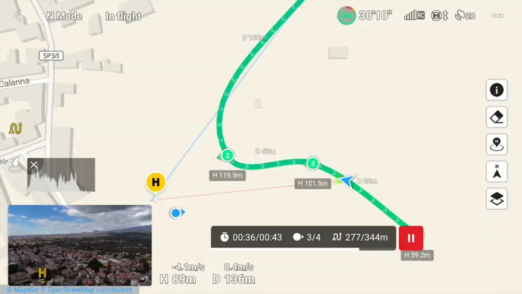 DJI Mini 4 Pro: visualizing a Waypoint mission on the map